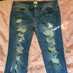 Special A Brand Dark Blue Distressed Cuffed Jeans
